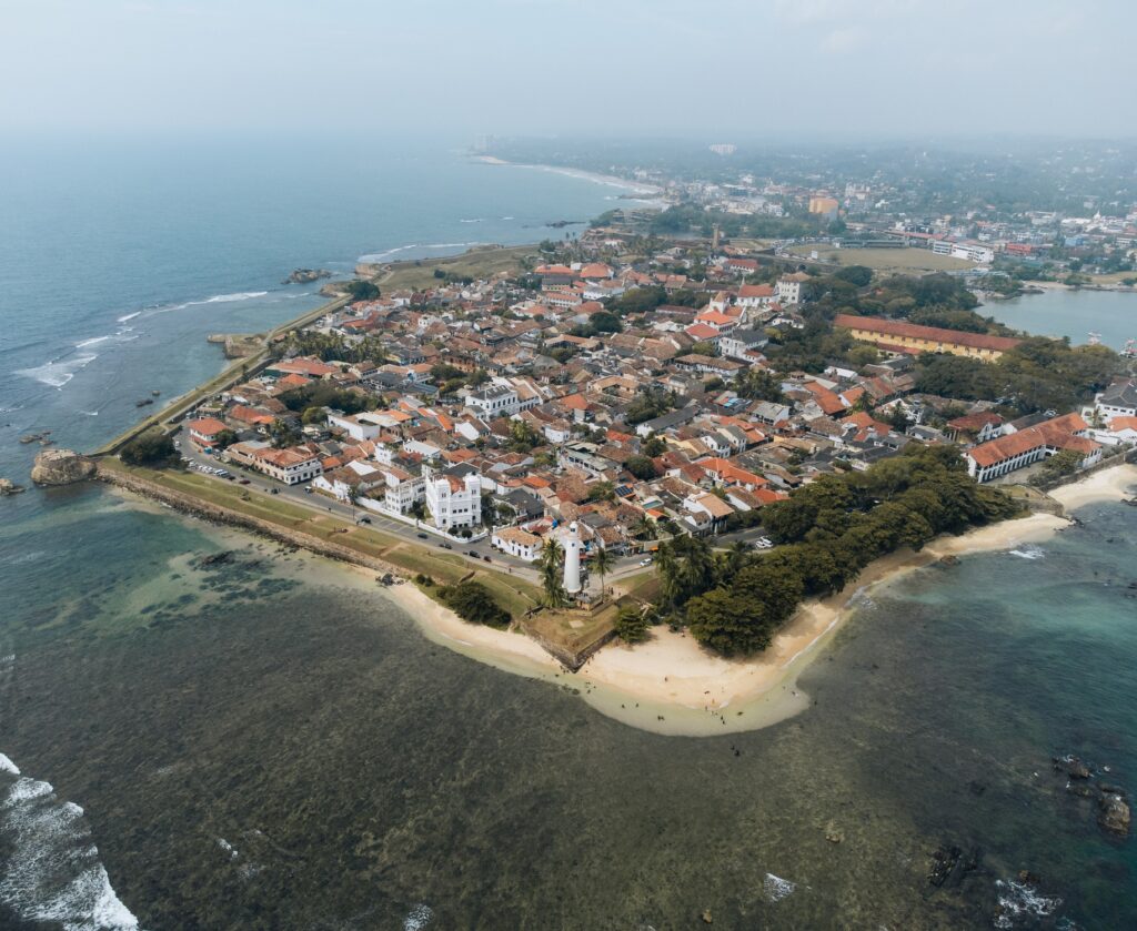 Aerial drone Photo of colonial Galle Fort at the ocean in Southern Sri Lanka